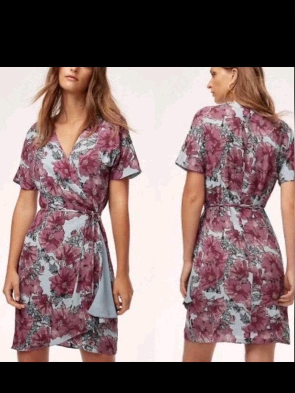 Aritzia Babaton Wallace Dress Floral Wrap Mini Size M - Picture 10 of 10
